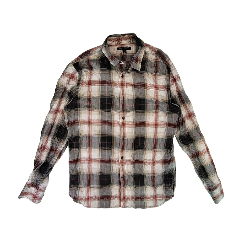 Banana Republic Slim Fit Plaid Long Sleeve Button‎ Down Shirt Men's Medium
